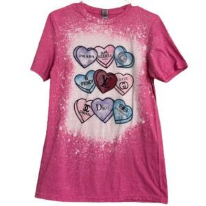 Rare & Collectible Pink Multi Brand Designer Logos Customized Shirt Sz-S
